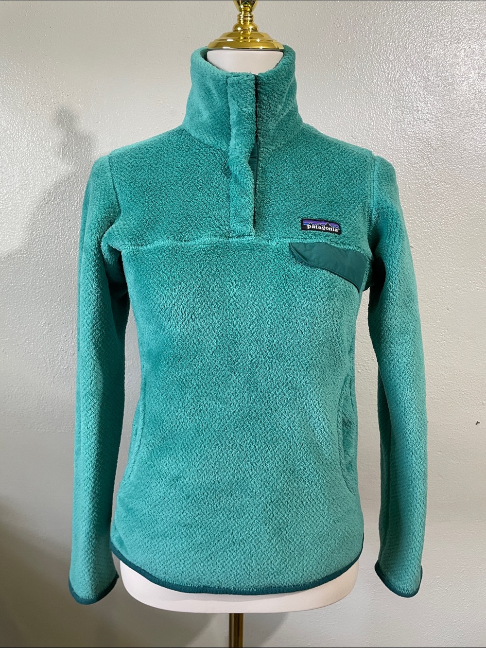 Patagonia Re-Tool Snap-T Fleece Pullover Green Teal XS Outdoor Jacket Trail Warm